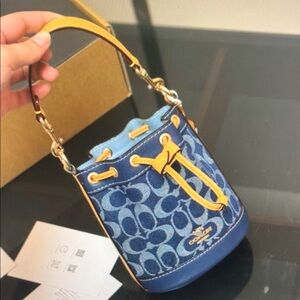 Coach Mini Bucket Bag In Signature Denim